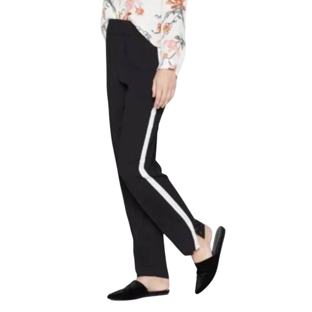 Joie Austin‎ Black Caviar Side Stripe Elastic Waist Pants Womens Size Medium